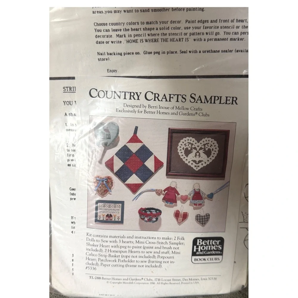 Better Homes & Gardens Country Crafts Sampler Kit Vintage 1986 Berri Inoue 5336